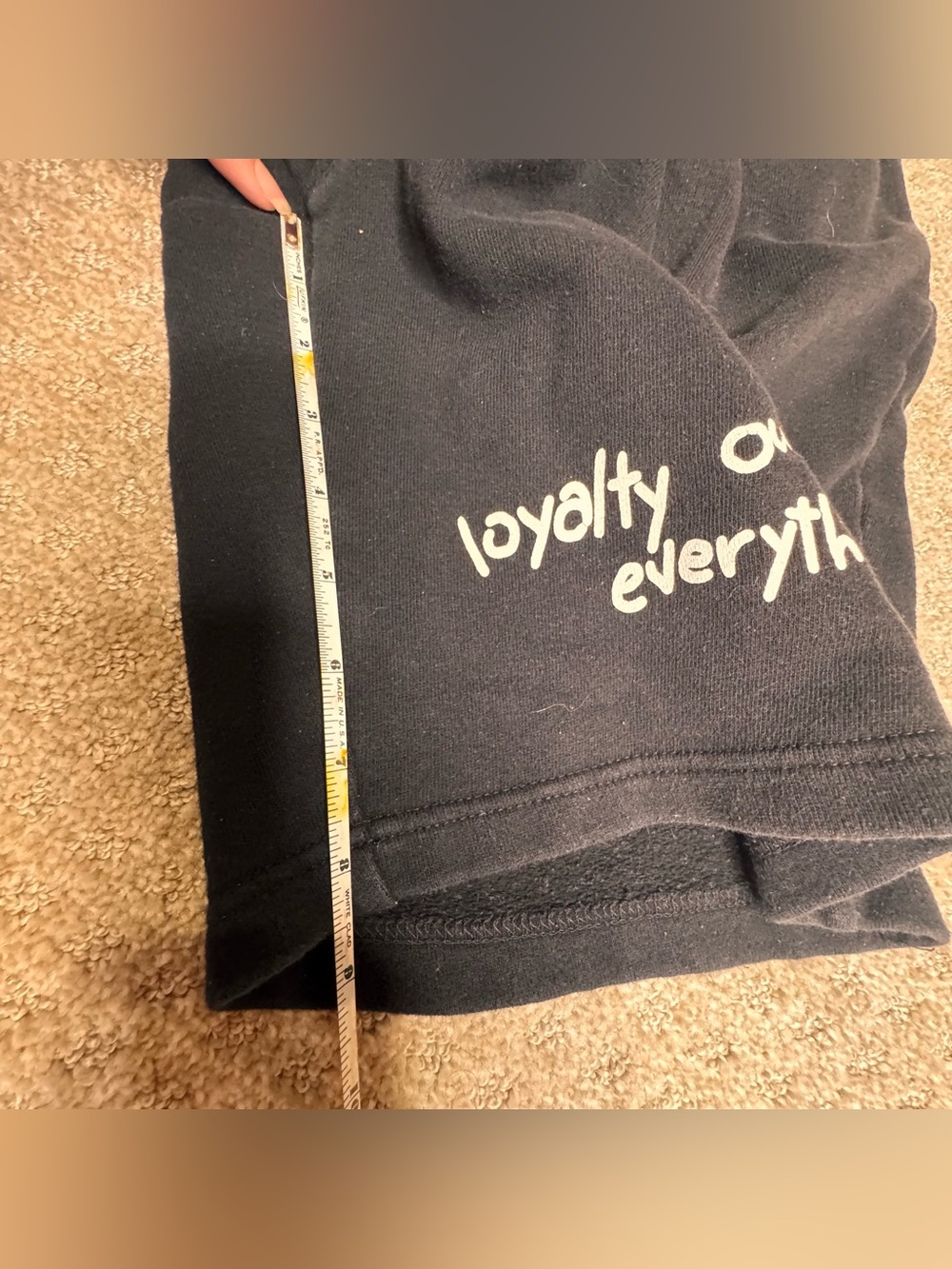 L.O.V.E. "Loyalty Over Values Everything" Black Graphic Sweat Shorts - Size S - Picture 7 of 9